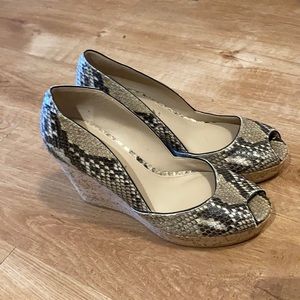 Open Toed Snakeskin Wedges NWOT